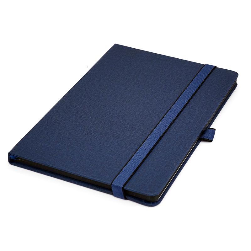 Blue - Pu Leather Note Book With Elastic & Pen Holder